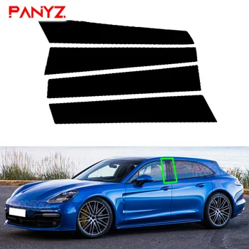 Кола стълб пост врата прозорец B колона капак подстригване стикер декор за Porsche Panamera 2017 2018 2019 2020 2021 Аксесоари Екстериор Изображение