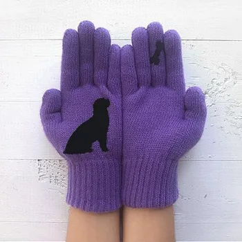 Дамски вълнени ръкавици Есен и зима На открито Топли кучешки кости Печат Ръкавици Ръкавици ръкавици ръкавици Ръкавици Мъже Зимни топли зимни аксесоари Изображение