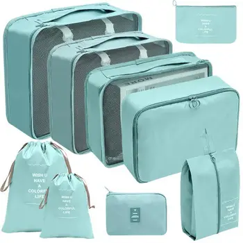set Голям капацитет багаж съхранение чанти за опаковане куб дрехи бельо козметични пътуване организатор чанта тоалетни принадлежности торбичка Изображение