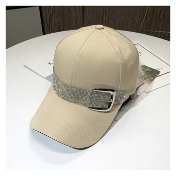 Нова мода Rhinestone колан бейзболни шапки за жени Snapback спортна шапка открит слънце шапка Gorras черни шапки Изображение