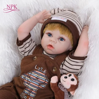 NPK Fashion 22Inch силиконов винил Baby Reborn Dolls в маймунски костюм със синтетична коса Новородено Ръчно изработена кукла Детски играчки Изображение