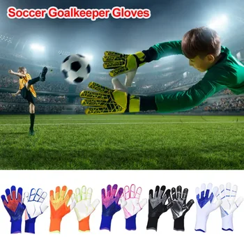 Деца Възрастни Сгъстяване на латекс Вратарски ръкавици Вратарски ръкавици Футбол Футбол Защита против хлъзгане Футбол Детски вратарски ръкавици Изображение