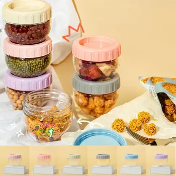 Запечатан малък буркан за съхранение на закуски Преносими херметически затворени пластмасови кутии за съхранение на храни с капак Freshkeeping суха храна Canister Nut Изображение