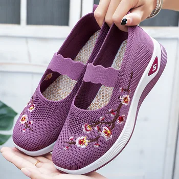 Дамски ежедневни обувки 2023 Модни дишащи мокасини Fly Weave Comfort Flat Zapatos Para Mujer Изображение