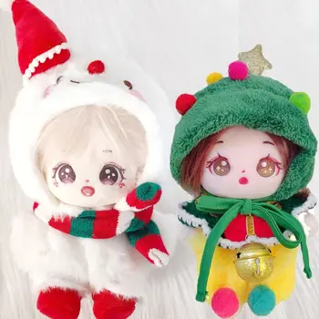 Мода кукла качулки ръчно изработени Коледа карикатура стил памучни кукли суитчър с шапка BJD кукли върховете Изображение