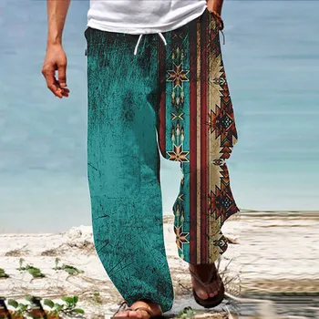 Мъжки панталони Летен плаж Хипи харем панталони Торги Бохо йога Хавайци Случайни капка чатала панталон Поплин панталони Технически панталони Изображение