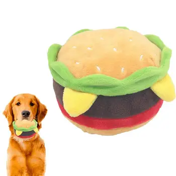 Хамбургер куче играчка симулация пържени картофи меки плюшени играчки интерактивна образователна играчка за кученца котка сладък храна прегръдка възглавница деца Изображение