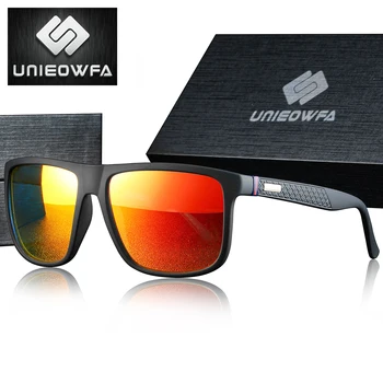 UNIEOWFA мъжки луксозни марки слънчеви очила мъже поляризирани шофиране UV400 слънчеви очила за мъже Polaroid матово черно квадратни очила 2019 Изображение