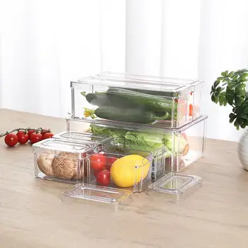 Плодове Капацитет на кутията за съхранение Хладилник кутия за съхранение Комплект с прахоустойчиви капаци Идеален за организиране на зеленчуци Плодове Закуски Изображение