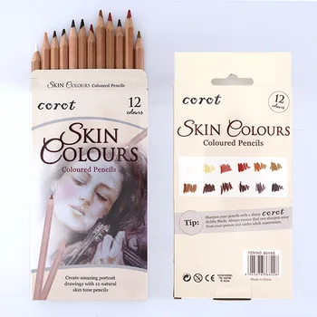 Professional 12Pcs мек пастелен молив комплект дърво кожата цвят пастел въглен цветен молив за художник скица рисуване доставки Изображение
