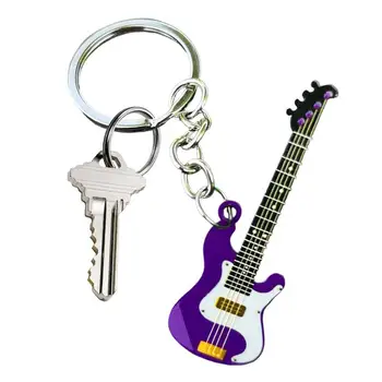 Guitar Keychain For Men Instrument Keychain Stainless Steel Guitar Key Pendant Guitar Ornament Backpack Декорация за момчета Изображение