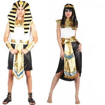 Жени Мъже Египетски фараон Клеопатра Косплей костюми Хелоуин Коледа Нова година фантазия парти двойки костюми Изображение