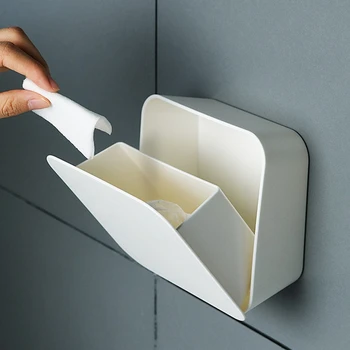 Traceless стена окачени запечатани прахоустойчиви баня кутия за съхранение памук тампон боклук чанта хартия кърпа кутия за съхранение трайни лесен за използване Изображение