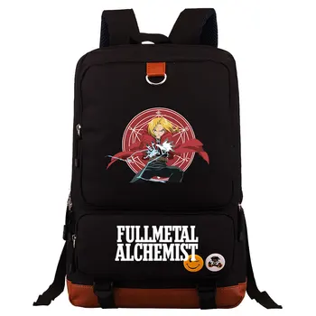 Аниме Fullmetal Alchemist Момче Момиче Детска училищна книжка Чанта Жени Bagpack Тийнейджъри Ученически чанти Платно Мъже Студентски лаптоп раница Изображение