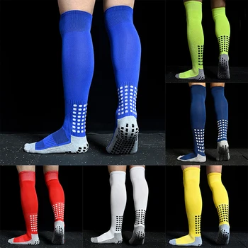 Футболни чорапи със силни гумени частици против хлъзгане за спортни чорапи със средна дължина с удебелени футболни чорапи Изображение