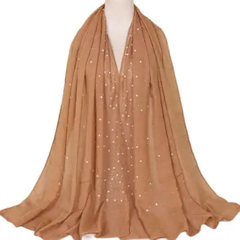 НОВ Жени Preal памучни шалове шал плътен цвят мюсюлмански хиджаби главата обвива мода Пашмина Бандана женски Foulard 1PC търговия на дребно Изображение