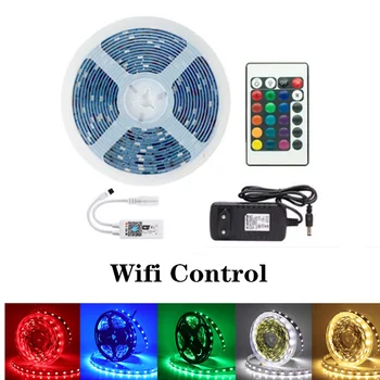 LED светлинни ленти Гъвкав RGB диод за декорация Подсветка Водоустойчива лампа Светещ низ декор SMD Bluetooth WIFI контролер Изображение