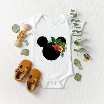Fashion Baby Onesie Casual Aesthetic Short Sleeve Summer Harajuku Mickey Mouse Head Girl Boy Toddler Bodysuits Изображение
