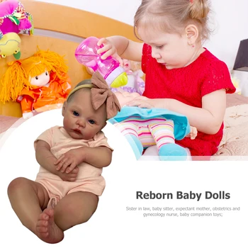 18 инча Реалистични преродени кукли Преструвайте се, че играете 3D кожата Облечи преродените кукли Видими вени Умилостивете играчките с биберон Бутилка за хранене Изображение