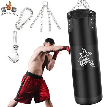 Punch Sandbag Издръжлив бокс Heavy Punch чанта с метална верига кука Carabiner фитнес обучение кука ритник борба карате таекуондо Изображение