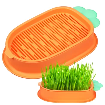 2бр Кутия за засаждане Форма на морков Хидропонни плантатори Кутия за котешка трева Catnip Cat Grass Planters Изображение