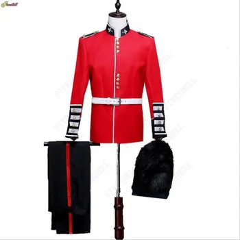 Възрастен Детски Хелоуин Британски кралски гвардейски косплей костюм Облечи Облечи Уилям търговци на едро косплей униформа комплект с шапка Изображение