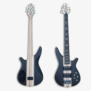 5 String Neck Through Black Bass Guitar Pickup 24Frets Електрически бас с нисък звук Изображение