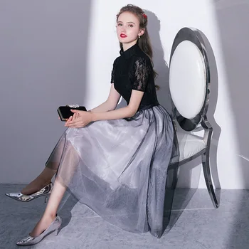 Китайска вечерна рокля Банкет 2023 Нова скромна, елегантна, тънка черна малка рокля Дипломиране Студентска рокля Женска Изображение