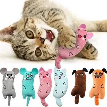 Teeth Grinding Catnip Toys Interactive Plush Cat Toy Mouse Shape Chewing Claws Thumb Bite Funny Thumb Pillow Pet Products Изображение