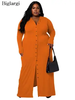 Плюс размер плетена есенна дълга рокля жени v-образно деколте Bodycon мода секси сплит дамски рокли дълъг ръкав плисирана жена рокля 2023 Изображение