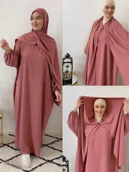 Мюсюлмански тоалети за жени Абая Дубай облекло Кувейтски дамски джалабият Рамадан 2023 ОАЕ Абаяс стил жена Бубу ислям Изображение