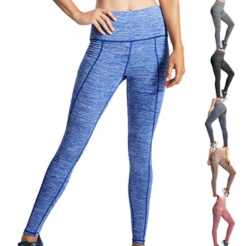 Дамски про йога фитнес спортни клинове тънки дънни тренировъчни панталони бягане пот абсорбция девет точкови панталони Изображение