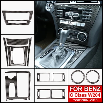 Автомобилен централен контрол CD панели декор стикер капак подстригване рамка декоративни годни за Mercedes Benz W204 2007 2008 2009 2010 Изображение