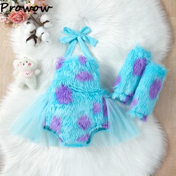 Prowow есен зима бебе деца момичета боди оглавник плюшени принцеса гащеризон рокля + крак топло новородено бебе раждане дрехи за момичета Изображение