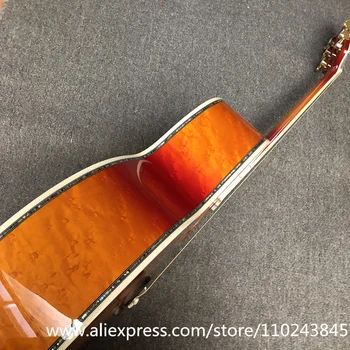 Фабрика по поръчка китара, твърд смърч отгоре, abalone черупка подвързване, 43-инчов джъмбо серия черешово червено акустични китари Изображение