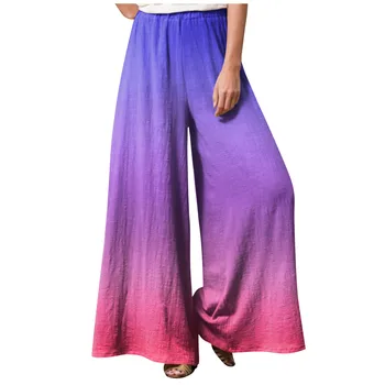 2023 Нови панталони за жени Модни печатни шевове Дишащи ежедневни свободни панталони Елегантен торбест панталон conjuntos de pantalones Изображение