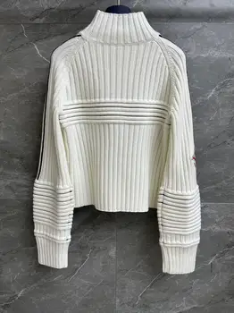 2024 Бяла зима жените пуловер кашмир пуловер високо качество подиума дизайнер шик елегантен реколта Изображение