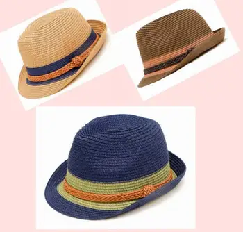 120pcs/lot нова мода унисекс асорти цвят слама панама шапка за плаж/слама trilby слънце шапка Изображение