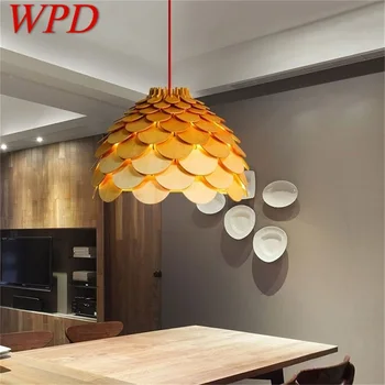 WPD Луксозен полилей Дървен цвят Модерно LED осветление Творчески декоративни тела за домашна трапезария Спалня Изображение