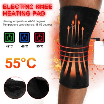 Електрическа подложка за отопление на коляното USB термична терапия Отопляема коляно скоба подкрепа за артрит Облекчаване на болки в ставите Стар студен крак коляното топло Изображение