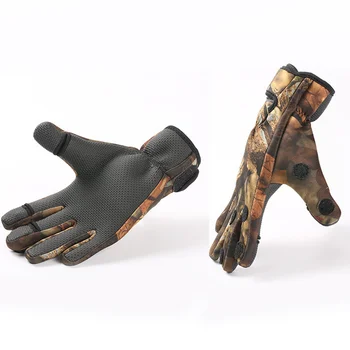 1 чифт мода зимни неопренови ръкавици против хлъзгане ръкавици термични ръкавици 3 пръста експозиция ръкавици за шофиране колоездене риболов Изображение