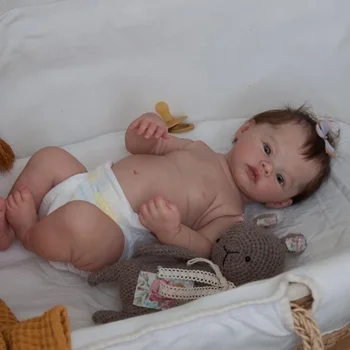 18inch цялото тяло винил прероден бебе кукла ливада новородено бебе размер реална картина ръчно изработени ръка корен коса видими вени Изображение