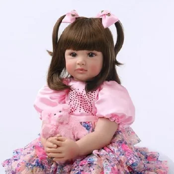 Преродени кукли играчка за момиче Реалистичен 24inch прероден малко дете кукла меки винилови крайници кърпа тяло жив 60 см бебе момиче рожден ден подарък Изображение