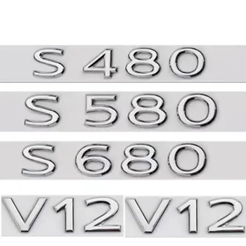 Нов хром etters S480 S580 S680 V12 емблема foSiIvery Maybach S клас кола калник багажник задна W221 W222 лого стикер Изображение