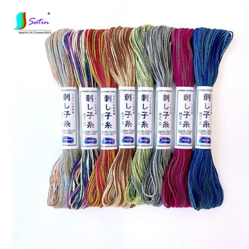 New Style 8 Colors Space Dye Pure Cotton Home Бродерия аксесоари Sew Gradient Sashiko Threads 160 метра A0283L Изображение