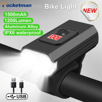 Super Bright T6 LED велосипедна светлина Предна USB акумулаторна фар Пътна планинска велосипедна фар Колоездене фенерче Bike Lantern Изображение