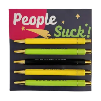 Бързосъхнещи писалки разнообразни цветове пластмасова химикалка комплект с прибиращ се ролер за писане рисуване дневник за бележка Изображение