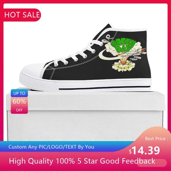 Green Day Pop Rock Band High Top High Quality Sneakers Mens Womens Teenager Canvas Sneaker Casual Couple Shoes Custom Shoe White Изображение