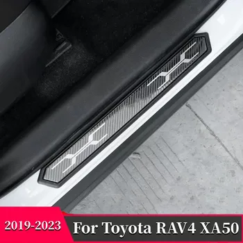 За Toyota RAV4 2019-2023 RAV 4 XA50 хибридна неръждаема пластмасова кола праг врата перваза декорация лента добре дошли педали капак подложка Изображение