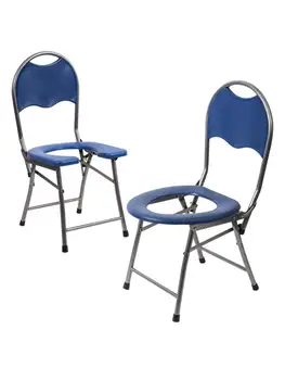 Евтин прост тоалетен стол с облегалка Сгъваем гърненце стол Преносима мобилна тоалетна седалка за възрастни хора 150 кг лагер Изображение